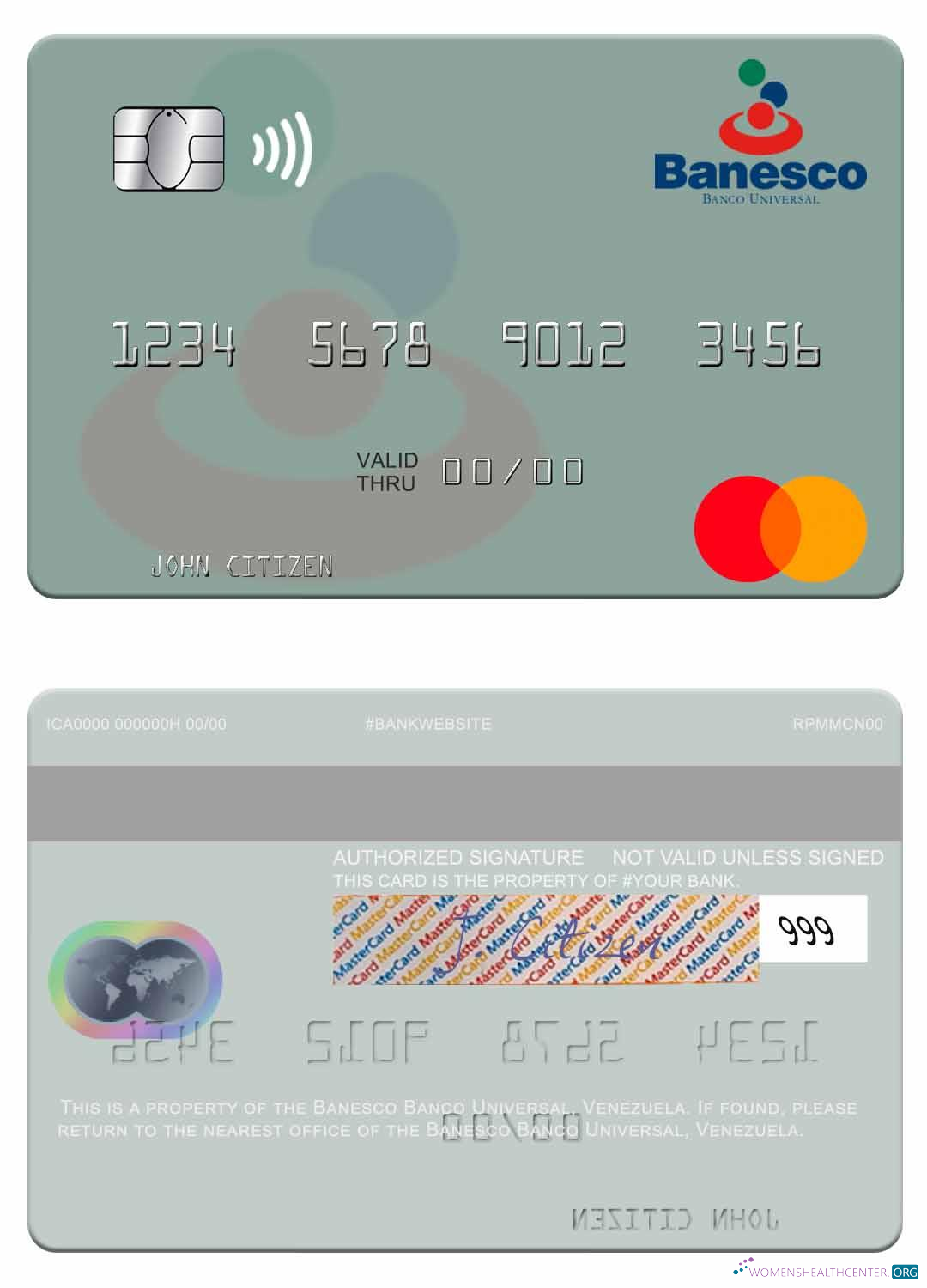 Download Venezuela Banesco Banco Universal mastercard Photoshop template